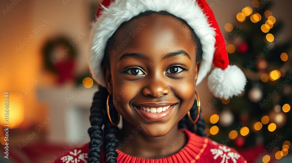 A girl smiles on her Christmas day A girl smiles on her Christmas day