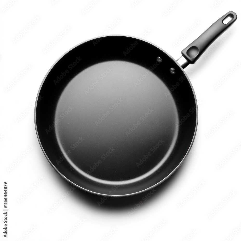Beautifully designed frying pan reflects light on a white background ideal for culinary use Beautifully designed frying pan reflects light on a white background ideal for culinary use