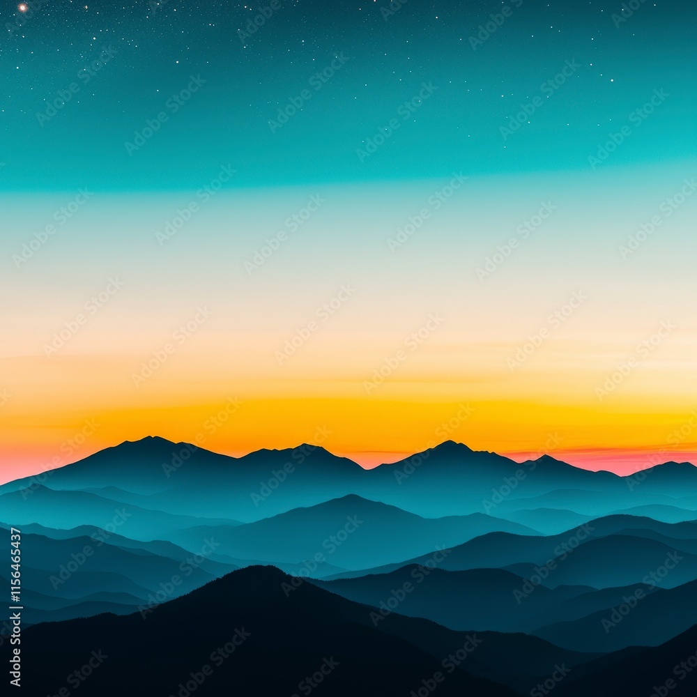 Serene Sunset Minimalist Mountain Range and Starry Night Sky Landscape Photography Serene Sunset Minimalist Mountain Range and Starry Night Sky Landscape Photography