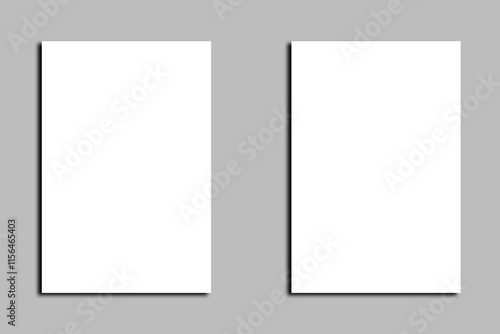 blank white frames on the wall, blank white paper 
