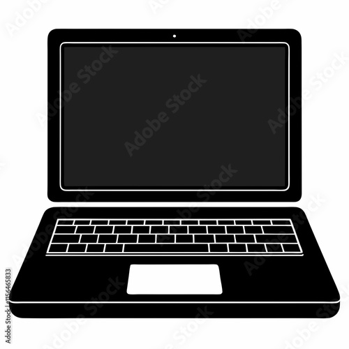 Laptop Black Silhouette Vector Art