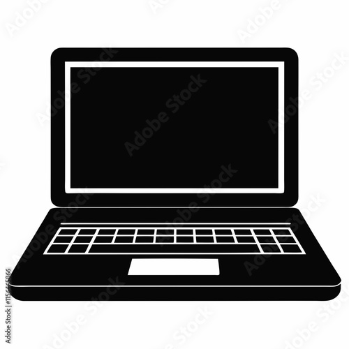 Laptop Black Silhouette Vector Art