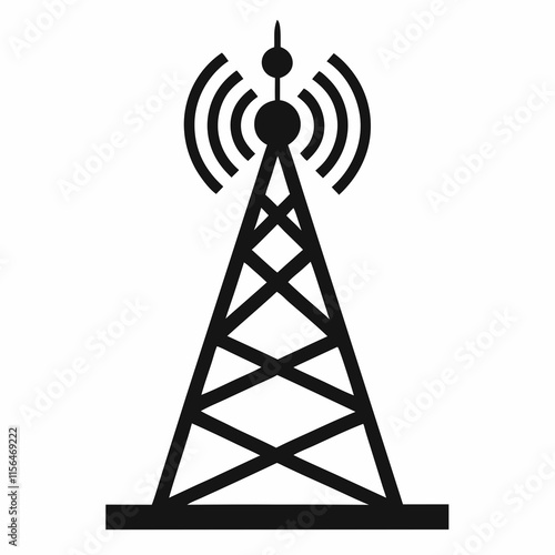 Cellular Tower Silhouette Vector Art