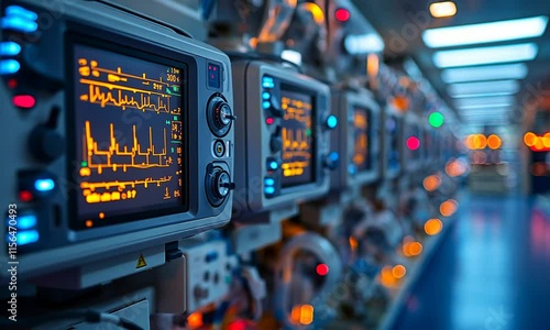 Medical monitors displaying vital signs in a healthcare setting.