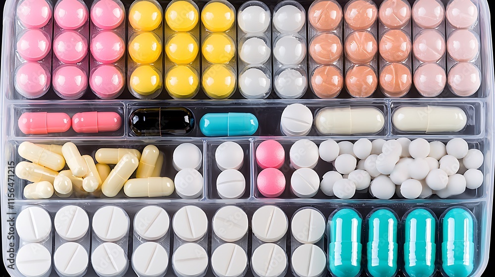 Colorful Pills and Capsules Display Colorful Pills and Capsules Display