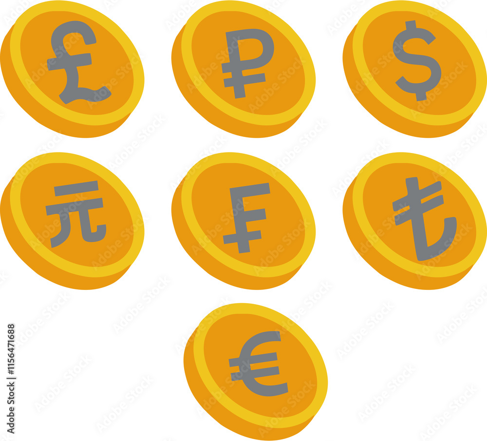 Realistic 3d gold coins. Golden coins dollar, pond, bitcoin and others. Casino jackpot cash money concept, shiny gold embossed icons for poster, banner or flyer on media and web. Realistic 3d gold coins. Golden coins dollar, pond, bitcoin and others. Casino jackpot cash money concept, shiny gold embossed icons for poster, banner or flyer on media and web.