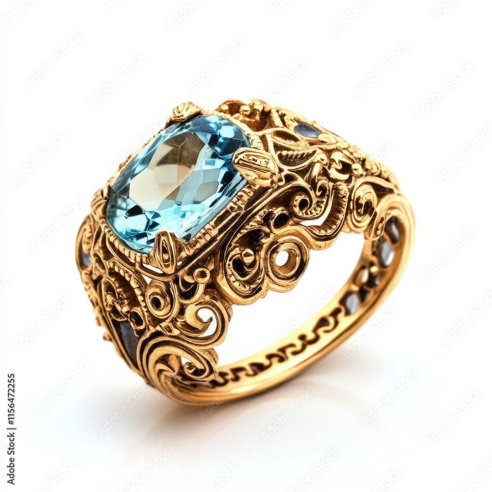 Gold ring with blue topaz stone Gold ring with blue topaz stone