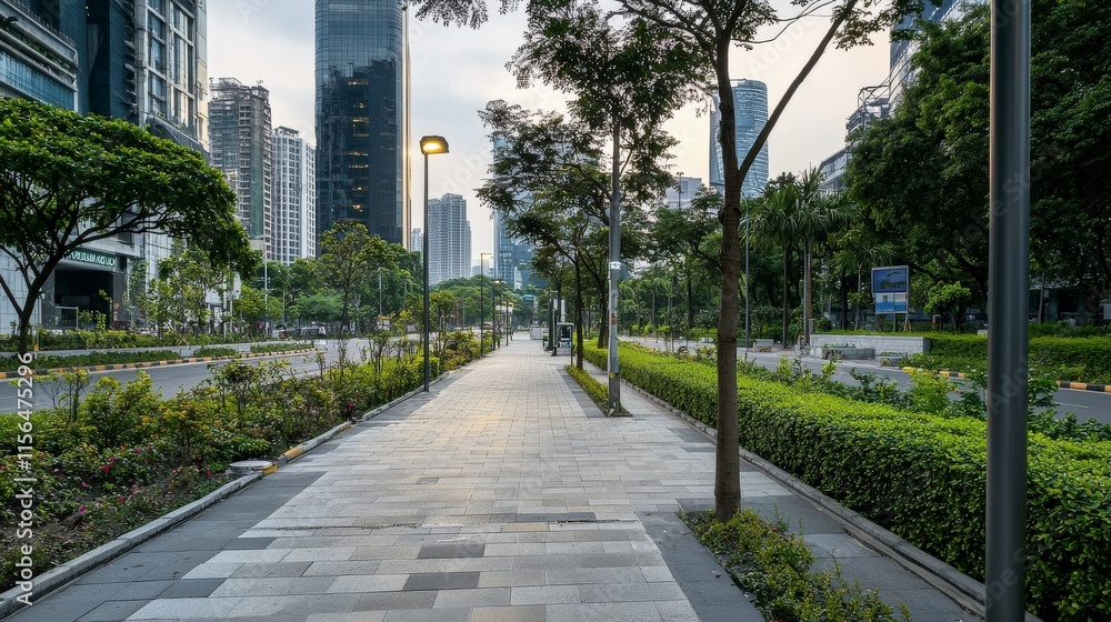 Fototapeta premium Smart city development urban environment city infrastructure modern landscape aerial view secure technology integration