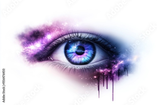Cosmic eye graffiti art surreal universe digital illustration vibrant colors close-up view creative concept