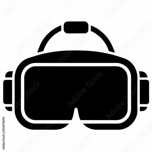 VR Headset Black Silhouette Vector