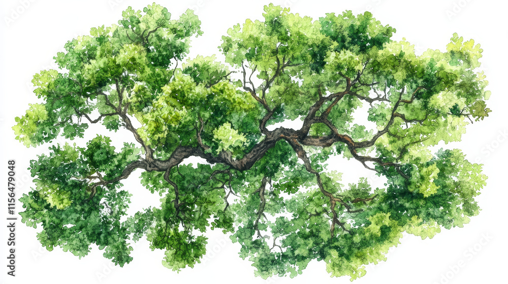 Fototapeta premium Lush green tree canopy with intricate branches and leaves