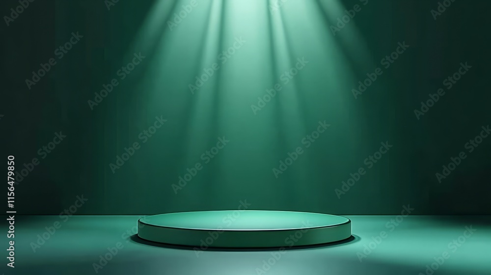 Flat round green podium with a shiny finish, placed on a gradient green background --ar 16:9 --stylize 250 --v 6.1 Job ID: 50a3070a-547e-4cdc-bcdc-47084afc079a