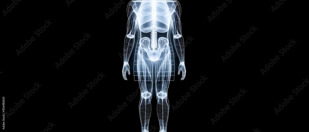 Generative AI Human Anatomy Wireframe Body X Ray Hologram Generative AI Human Anatomy Wireframe Body X Ray Hologram
