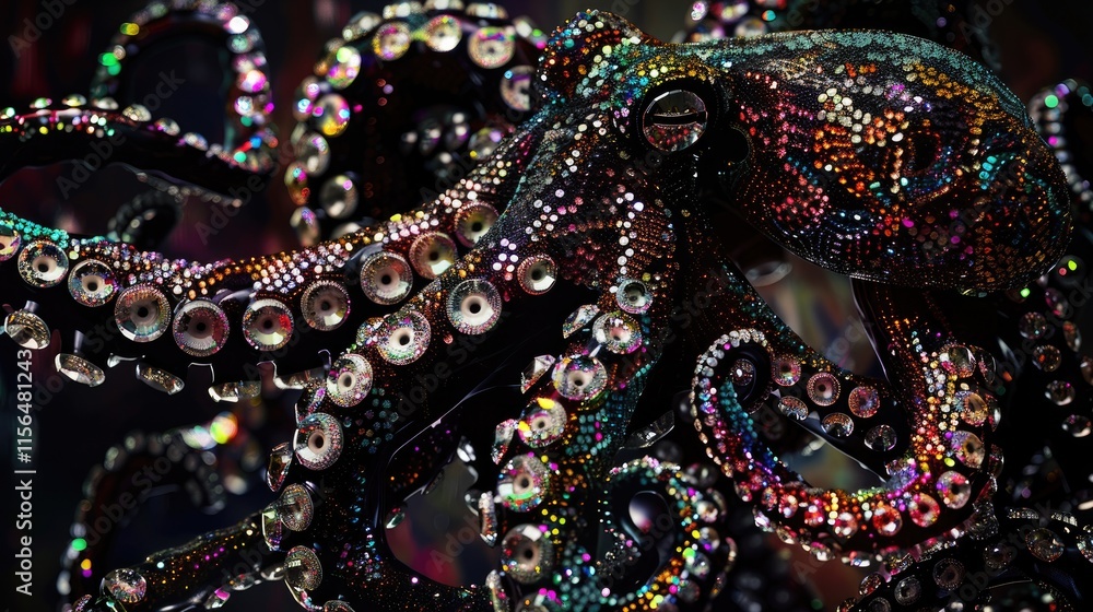 Obraz premium A vibrant, detailed depiction of an octopus showcasing intricate textures and colors.