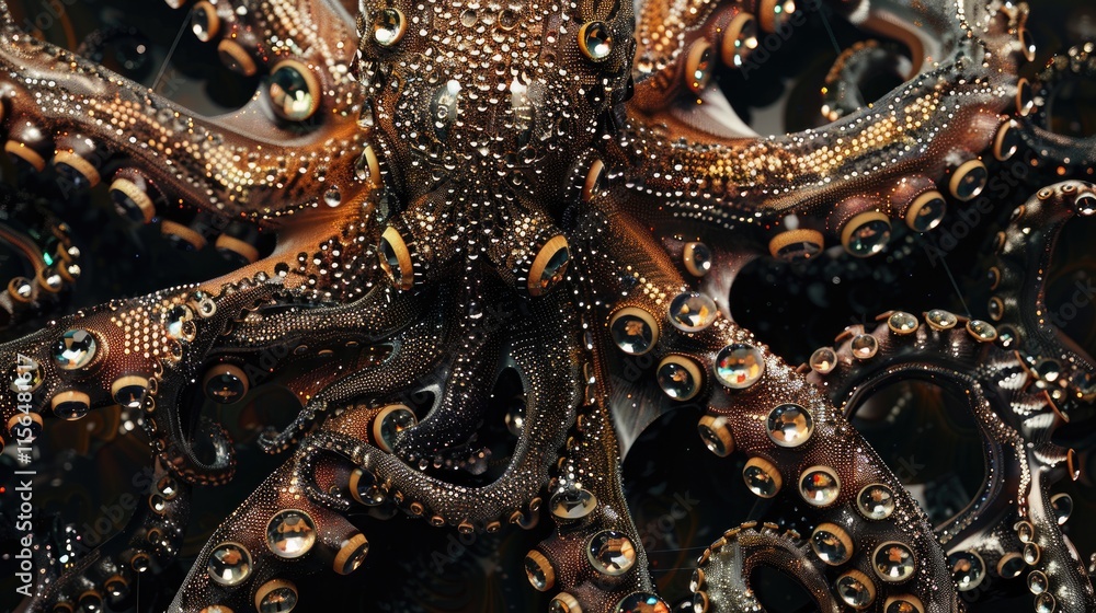 Obraz premium A detailed close-up of an octopus showcasing its texture and unique features.