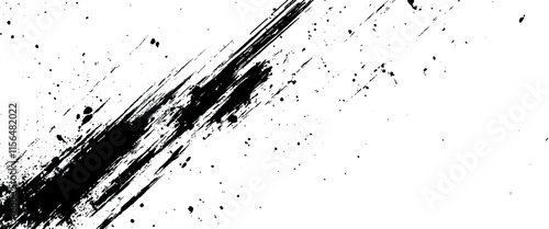Obraz na płótnie Vector abstract background with splashes of black ink on an white canvas with mask stroke isolated on white w salonie