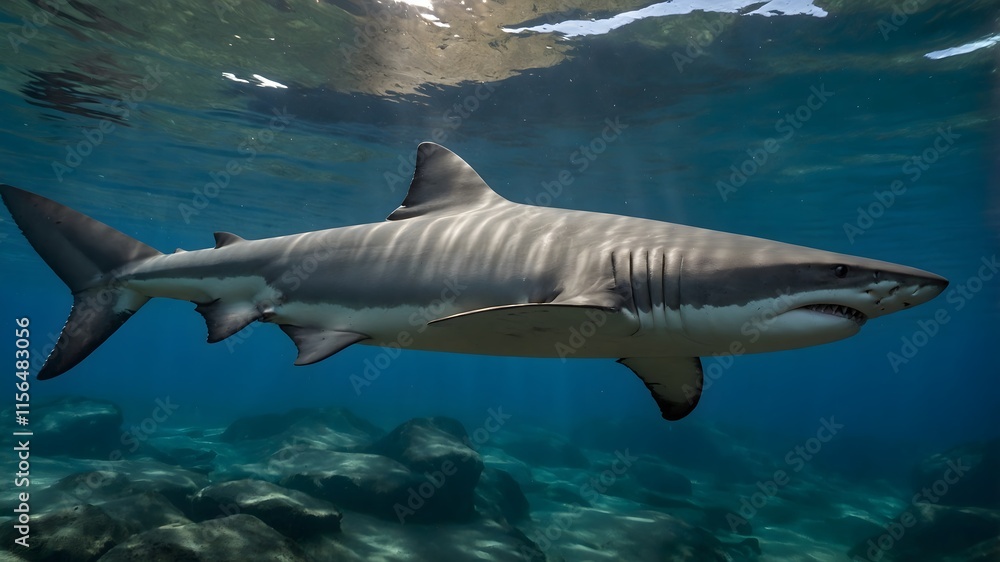 Fototapeta premium Northern River Shark in a Conservation Area: Protecting Its Natural Habitat