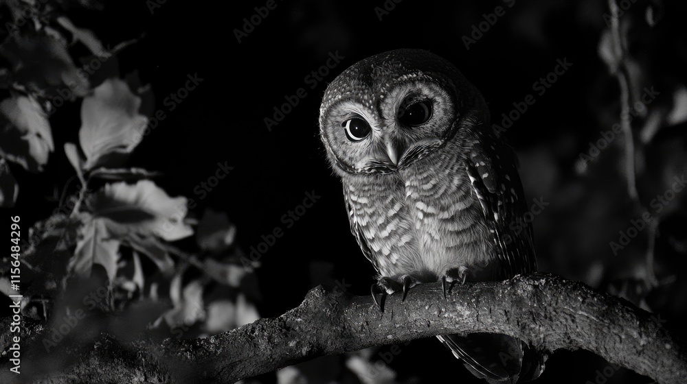 Fototapeta premium Spectacular Black and White Owl in the Night