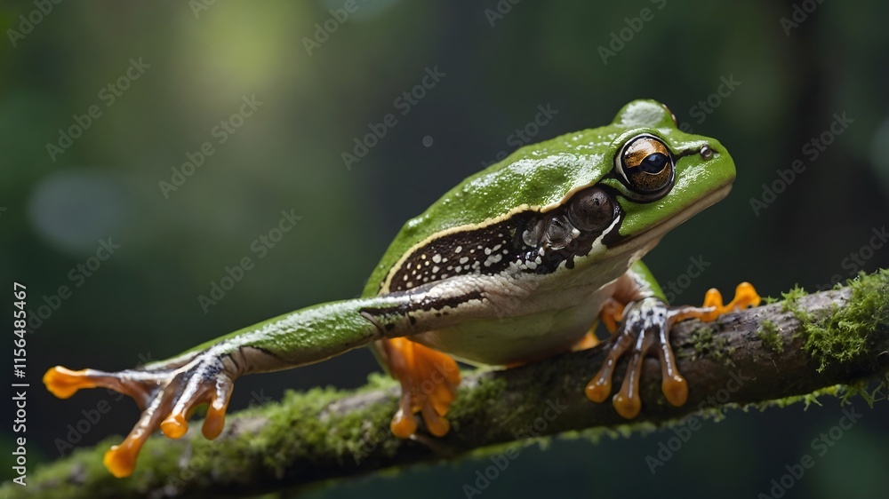 Frog in Action: Spencer's River Tree Frog Leaping Through the Rainforest Canopy Frog in Action: Spencer's River Tree Frog Leaping Through the Rainforest Canopy
