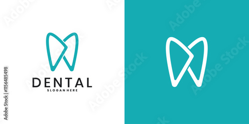 Simple linear style dental logo design template