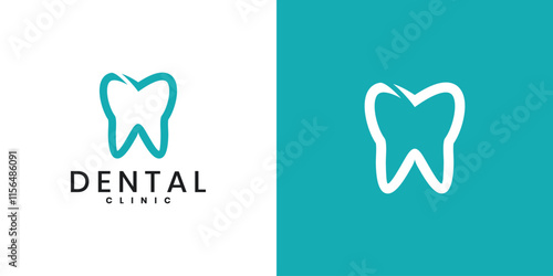 Simple linear style dental logo design template