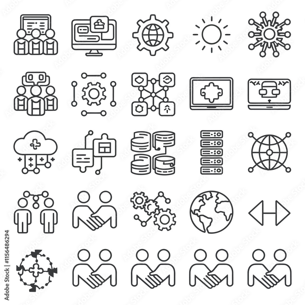 Connection line icon set vector Connection line icon set vector