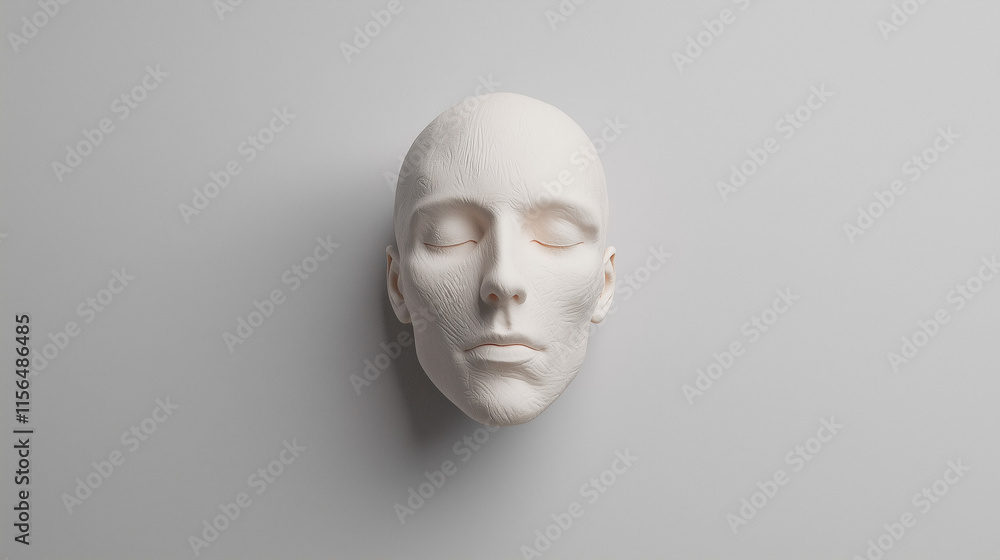 Sculpted Serenity: A minimalist portrait of a serene face, cast in white plaster, evokes a sense of tranquility and contemplation. The smooth. Sculpted Serenity: A minimalist portrait of a serene face, cast in white plaster, evokes a sense of tranquility and contemplation. The smooth.