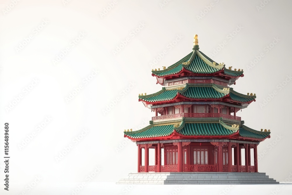 Naklejka premium Chinese style pagoda on white background chinese architecture