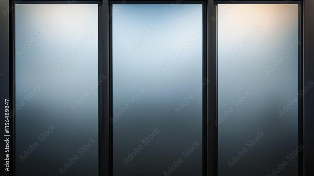 Triple Panel Frosted Glass Door with Black Frame