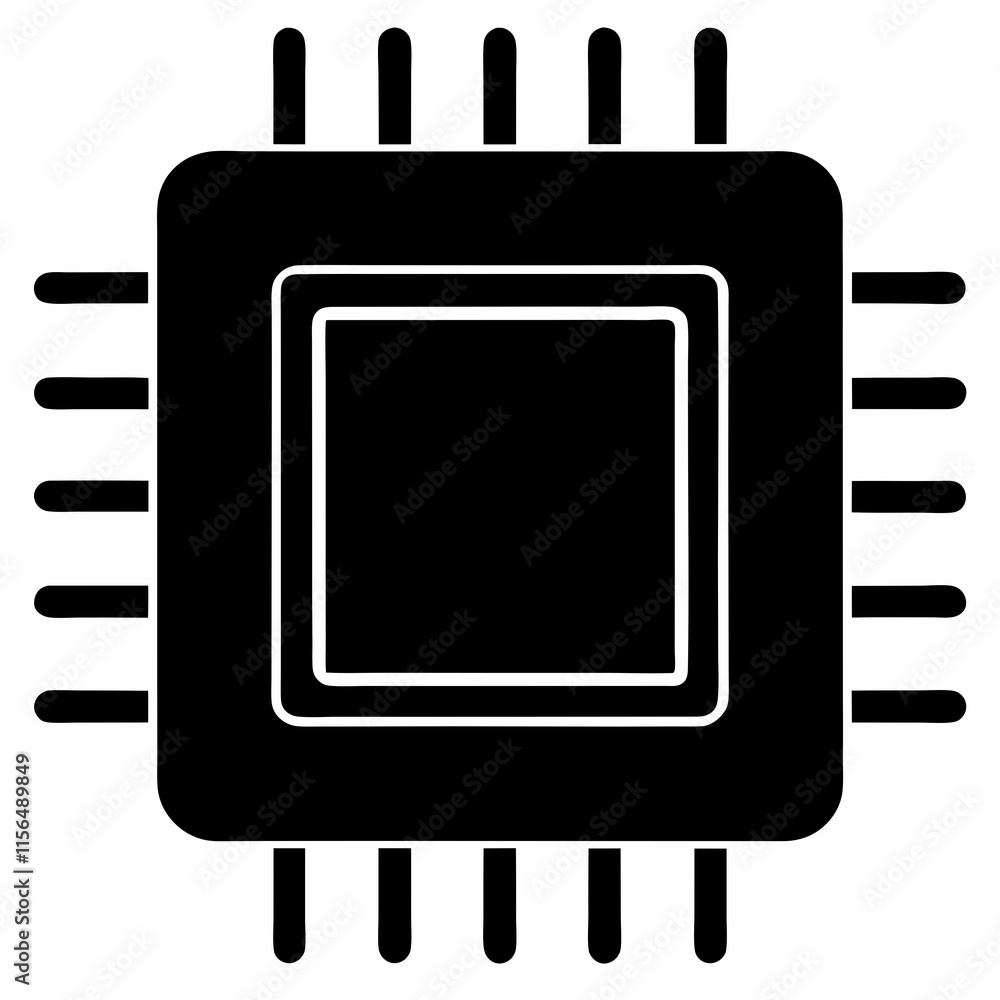 CPU Black Silhouette Vector CPU Black Silhouette Vector