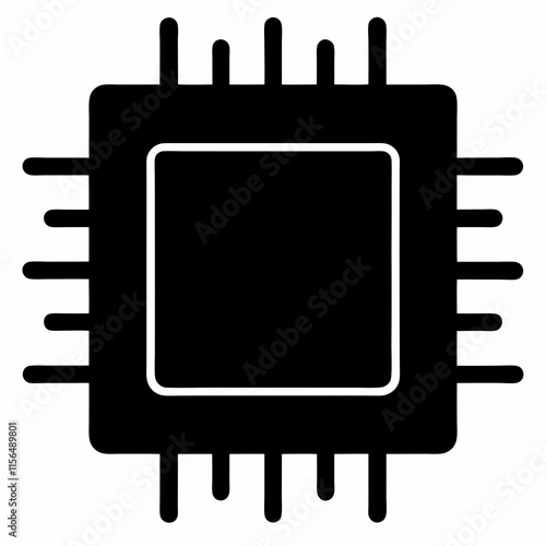 CPU Black Silhouette Vector