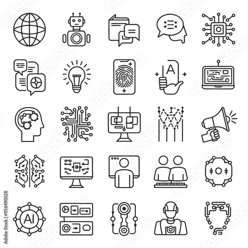 Digitalization icon vector set