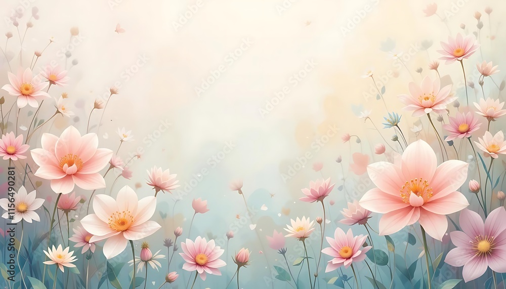 Delicate Pink Flowers in a Soft Light Garden Delicate Pink Flowers in a Soft Light Garden