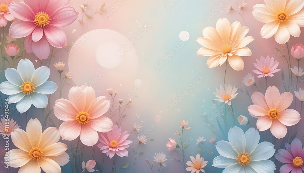 Pastel Cosmos Flowers Soft Background Image Pastel Cosmos Flowers Soft Background Image