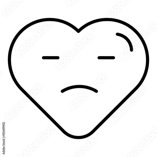 Heart symbol with a frustrated expression, featuring furrowed brows and an irritated look.