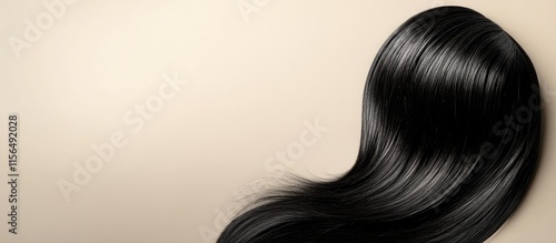 Hair Restoration Concept with Black Hair Flowing on Neutral Background for Advertising Text on Hair Loss Treatment and Transplant Options