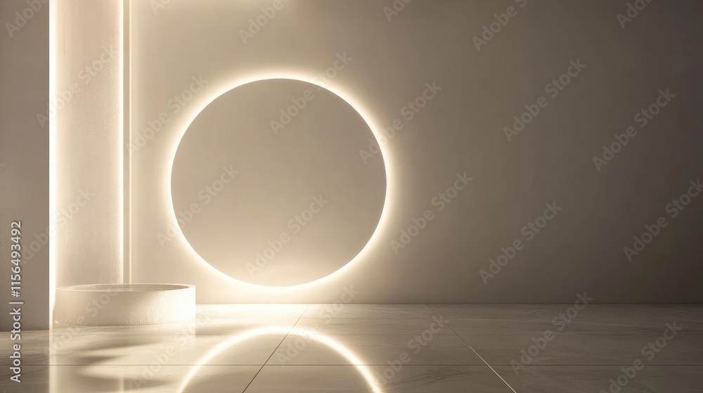 Aesthetic Room Interior with Circular Gradient Lighting and Empty Space for Text Placement Aesthetic Room Interior with Circular Gradient Lighting and Empty Space for Text Placement