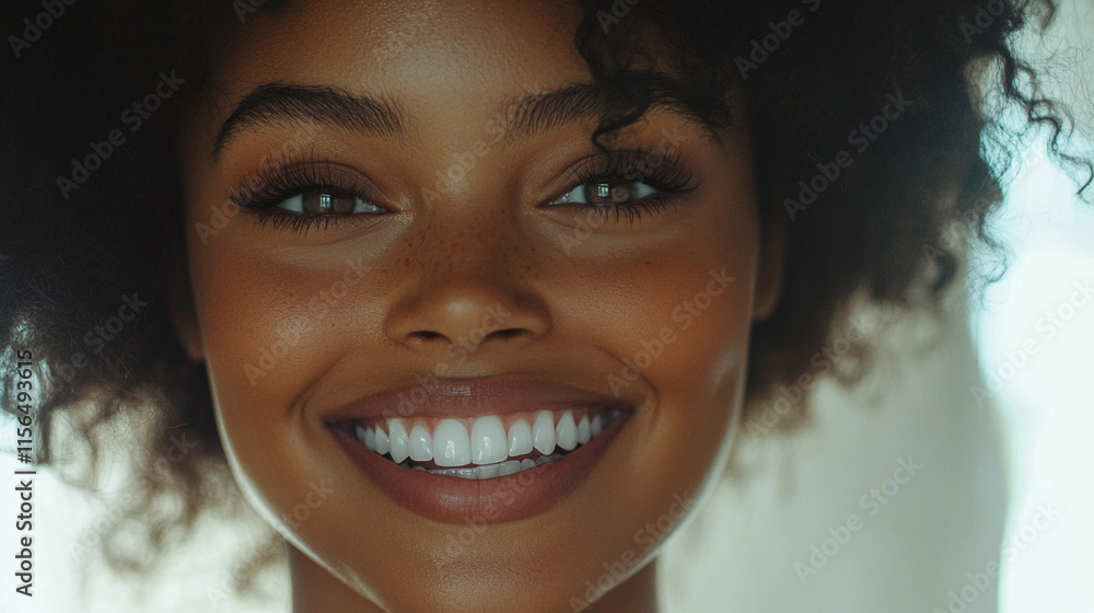 Close-Up of a Beautiful Woman Smiling with Perfect White Teeth Close-Up of a Beautiful Woman Smiling with Perfect White Teeth
