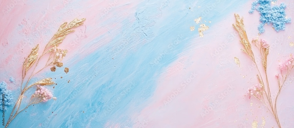 Fototapeta premium Elegant Pink and Blue Abstract Background with Gold Accents Ideal for Text Placement and Graphic Design Projects