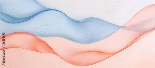 Pastel peach and blue abstract wave design background with soft curves and empty space for text or promotional content