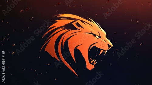 Sleek Modern Lion Emblem Logo Design on Dark Background with Copy Space for Branding and Text Placement photo