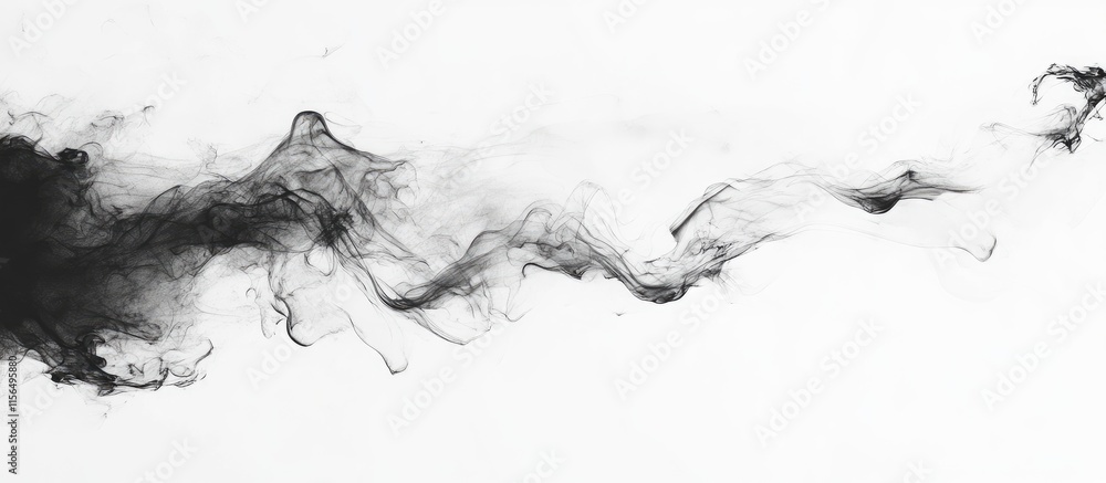 Obraz premium Black Ink Smoke Tendril Abstract Background with Space for Text and Creative Design Elements for Artistic and Modern Applications