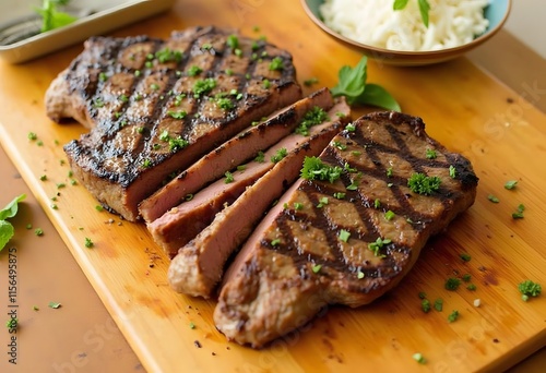 Grilled Shoulder Top Blade or Australia wagyu oyster blade beef steak.  photo