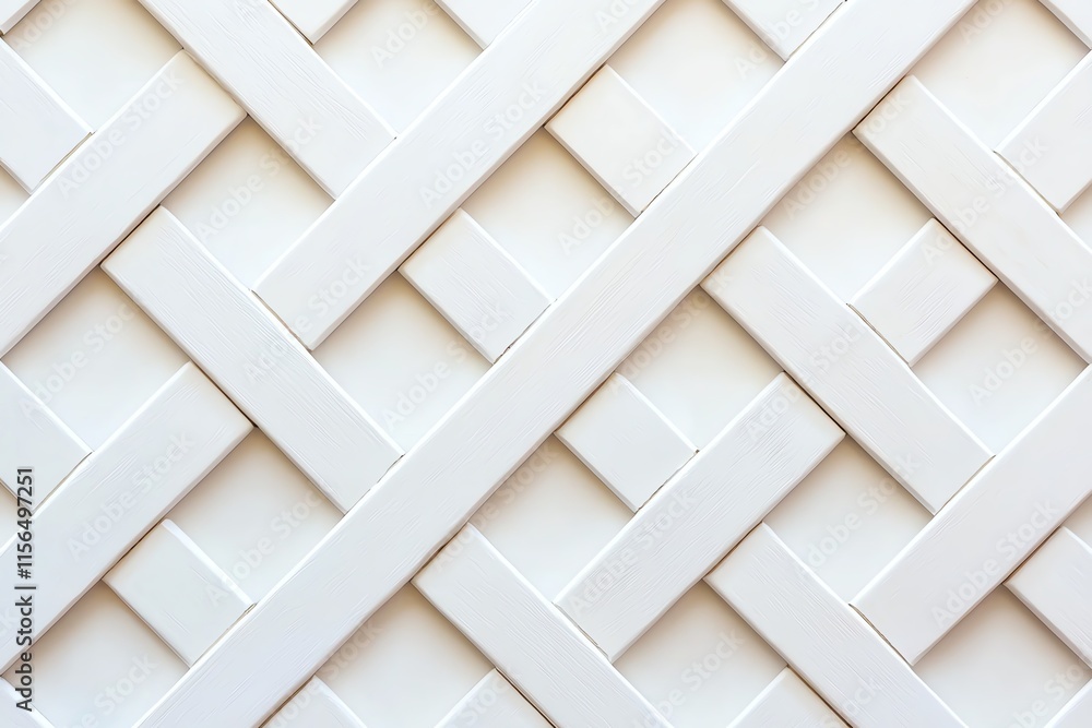 A textured white lattice pattern creating an elegant, symmetrical design suitable for various decorative applications. A textured white lattice pattern creating an elegant, symmetrical design suitable for various decorative applications.