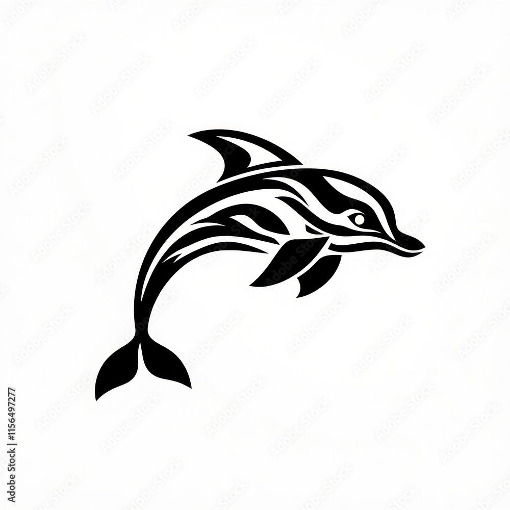 Fototapeta premium Stylized Dolphin Design Black And White Art