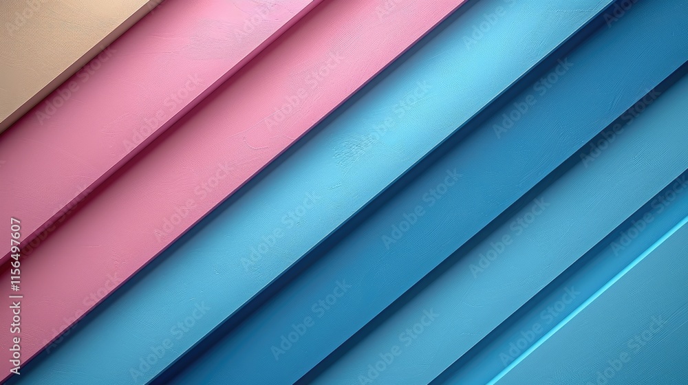 Fototapeta premium A colorful abstract image featuring diagonal stripes in pastel shades of pink and blue.