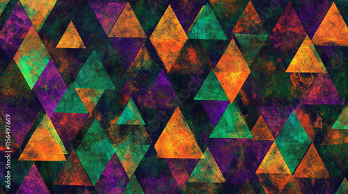 Wallpaper Mural Colorful retro geometric triangle pattern wallpaper design with seamless mosaic texture and vintage style shapes Torontodigital.ca