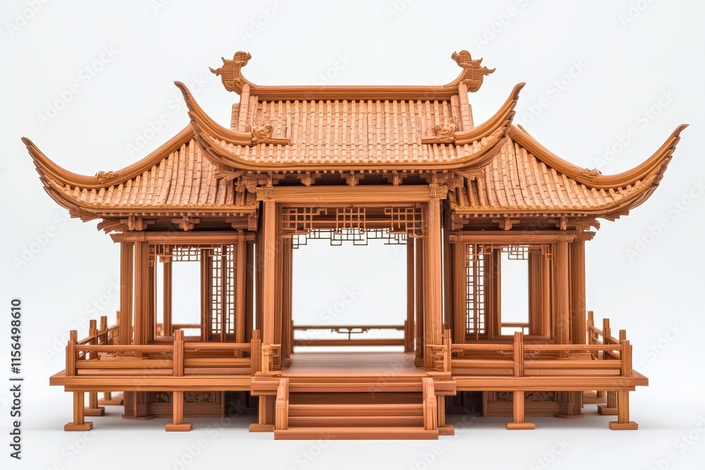 Fototapeta premium Korean traditional house architecture on white background