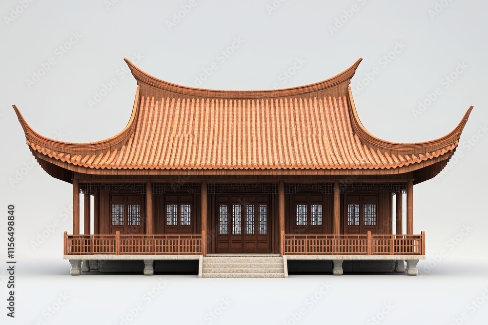 Obraz premium Korean traditional house architecture on white background