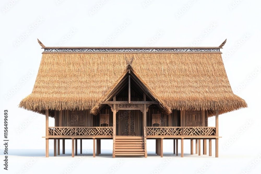 Balinese traditional house model on blueprint Balinese traditional house model on blueprint